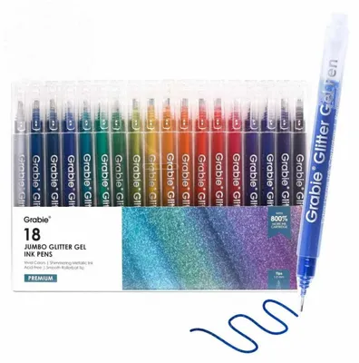 Produktbild von Jumbo Glitzer Gelschreiber 18 Farben Metallischer Glanz Extra Lange Schreibdauer 1,0 mm Spitze