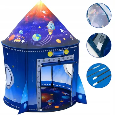 Produktbild von Zelt für Drinnen Astronauten Raumschiff Spielzelt, Indoor Outdoor Spielhaus Pop Up Zelt Faltbar Garten Camping Spielzeug Tent