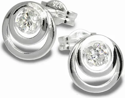 Produktbild von SilberDream Ohrstecker Damen Silber weiß Kreise Zirkonia Ohrringe 8mm SDO542W