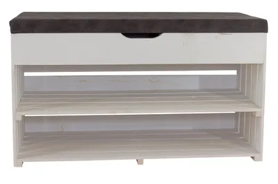 Produktbild von 1x KÜCHENBANK WEIß mit Fächern und Sitzpolster / NEU / 90x40x55cm / Küchen Sitzecke Landhausstil