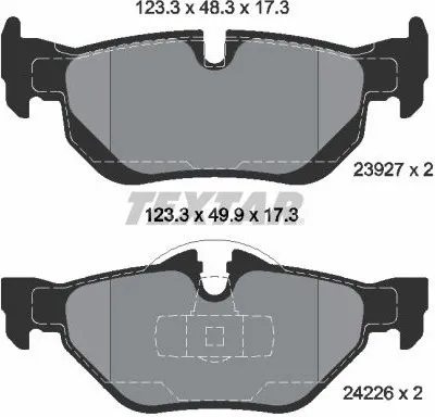 Produktbild von TEXTAR 2392701 Bremsbeläge Satz Hinten für BMW 3 Touring (E91) 3 Limousine (E90) 1 Schrägheck (E87) X1 (E84) 3 Coupe (E92)