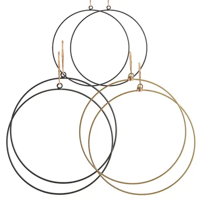 Produktbild von 6 Metallringe zum Basteln und Dekorieren 20-28 cm Gold schwarz