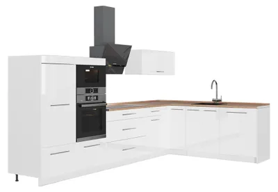 Productafbeelding van Hoekkeuken Vicco Fame-Line Wit Hoogglans/Wit 347 x 207 cm, WB Eik, Model 63646