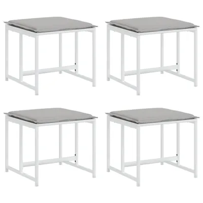 Immagine prodotto di vidaXL Sgabello da giardino con cuscino 4 pz. Acciaio e textilene bianco