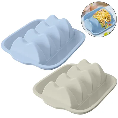 Produktbild von 2 Teile Taco- und Hotdog-Rack, 20,8×18×5,85 cm, mit 4 Fächern, für Tortillas, Hotdogs, Pfannkuchen & Sandwiches, ideal für Familie & Picknick.