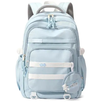 Productafbeelding van Waterdichte rugzak voor meisjes – Lichtgewicht (600 g), 31x16x47 cm, vak voor 15,6" laptop, ademende S-schouderbanden, cadeau voor het schoolbegin – Blauw