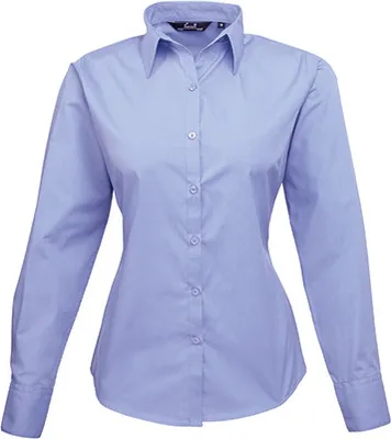 Produktbild von Premier Workwear Baumwolle Classics Popeline Bluse langarm 39.0300 Gr. L mid blue