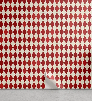 Produktbild von ABAKUHAUS Retro abziehbare & klebbare Tapete für Zuhause, Vintage Harlequin Entwurf, selbstklebendes Wohnzimmer Küchenakzent, 33 cm x 90 cm, Vermilion und Elfenbein