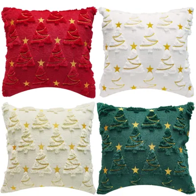 4 Weihnachtskissenbezüge 45x45 cm, Plüsch, weich, für Couch