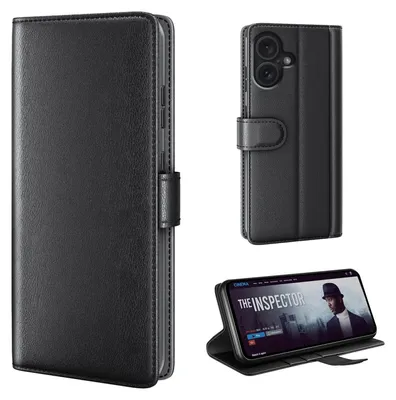 Produktbild von Echtleder Handyhülle für Apple iPhone 18 Lederhülle Cover Case Tasche Klapphülle Fliphülle Leder Hülle Farbe: Schwarz