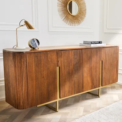 Produktbild von riess-ambiente Design Sideboard GATSBY 160cm braun mattgold Mangoholz Retro Kommode Schrank