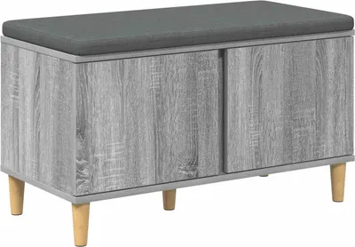 Image de Banc d'entrée avec coussin Gris Sonoma 80 x 38 x 46 cm