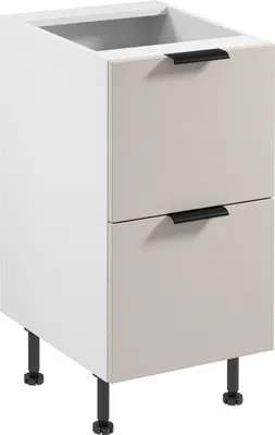 Produktbild von Küchenunterschrank 45 cm mit Schubladen ohne Arbeitsplatte,  Sorento D45S2 AX Weiß/Beige