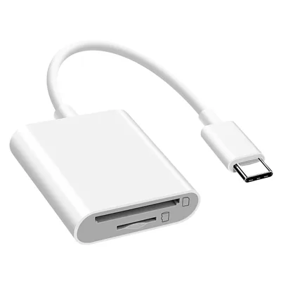 Zdjęcie produktu dla Uniwersalny czytnik kart Micro SD / SD / TF, adapter USB-C - biały