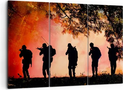 Produktbild von Bild auf Leinwand - Leinwandbild - Soldat Gewehr - 105x70cm - Wand Bild - Wanddeko - Wandbilder - Leinwanddruck - Bilder - Kunstdruck - Wanddekoration - Leinwand bilder - Wandkunst - CE105x70-3977