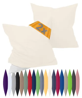 Kissenbezüge 40x40 cm, 2er-Pack, Renforcé, 100% Baumwolle, natur