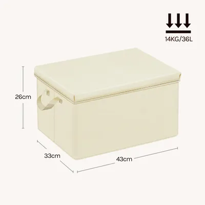 Image de Boîtes de rangement pour vêtements - Boîtes pliables en tissu avec couvercle - Lot de 3 - 43 x 26 x 33 cm - 36 litres - En tissu non tissé