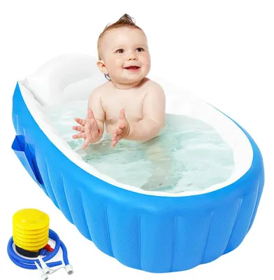 Produktbild von Aufblasbares Babybad, faltbar, mit Luftpumpe, 0-3 Jahre, für die Dusche