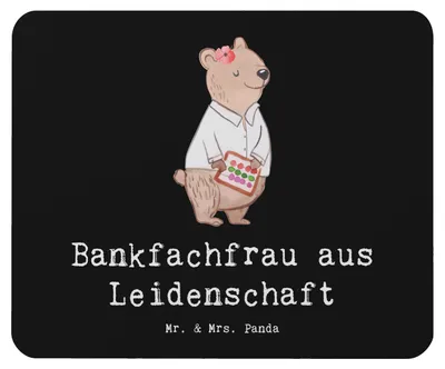 Produktbild von Mr. & Mrs. Panda Mousepad Bankfachfrau Leidenschaft - Schwarz - Geschenk, mauspad pc, Witzig, Mouse Pad, Beruf, Ausbildung, Lustig, Spruch, Bankangestellte, mousematte