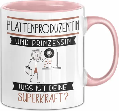 Produktbild von Plattenproduzentin Und Prinzessin Tasse Geschenk Für Eine Plattenproduzentin Geburtstag Was Ist Deine Superkraft (Rosa)