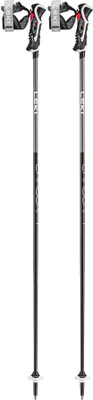 A pair of Leki ski poles against a white background.