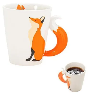 Produktbild von 3D Fuchs Keramik Tasse 360ml Niedlicher Tierbecher für Geschenk Geburtstag Weihnachten