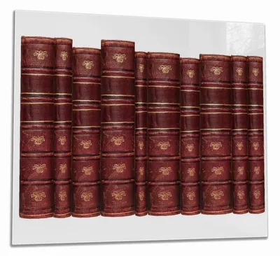 Produktbild von Wallario Herdabdeckplatte aus Glas, Größe 60 x 52 cm 1-teilig, Motiv Alte Bücher mit rotem Ledereinband