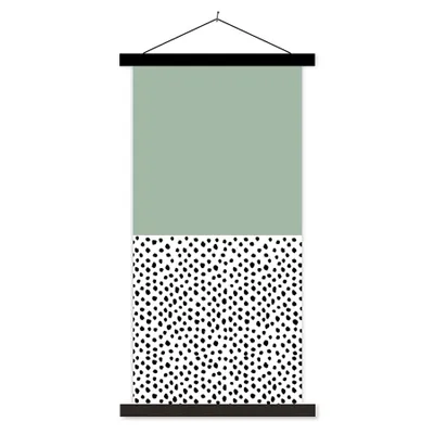 Produktbild von MuchoWow® Textilposter Polka dots - Grün - Schwarz 40x80 cm mit schwarzem Rahmen - Wandemalerei