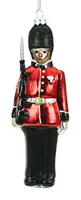 Glassoldat Christbaumschmuck, handbemalt, 15 cm, rot