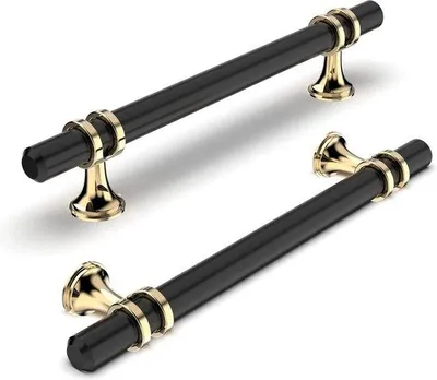 Produktbild von Möbelgriffe, Bohrlochabstand 128 mm – 10er-Set – Schrankgriffe, Küchenschrankgriff – Gold + Schwarz