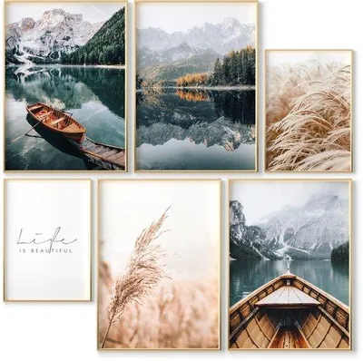 Image de Ibenzoa® : Ensemble de 6 affiches – 4 au format A3 (29,7 x 42 cm) + 2 au format A4 (21 x 29,7 cm), impressions d'art sur papier de 350 g, décoration murale de style bohème sans cadre, idéale pour le salon, la chambre ou le bureau