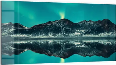 Produktbild von DEQORI Glasbild Echtglas 100x50 cm 'Polarlichtzauber' Wandbild Bild modern Deko
