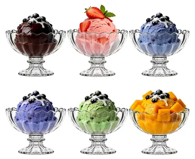 Produktbild von Set von 6 Dessertschalen aus Glas, 138 ml, Klare Eisschalen für Eisbecher und Desserts