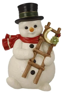 Schneemannfigur Glücklicher Schneemann, Steinzeug, 22,5 cm, Weihnachten