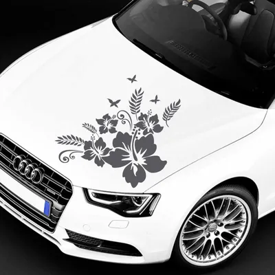 Produktbild von Aufkleber - Autoaufkleber "Hibiskus Ranke Jessi" 40cm x 40cmdunkelgrau - Tuning Carystyling Heckscheibe Auto