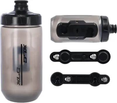 Produktbild von XLC WB-K06450 Fidlock Trinkflasche 450ml mit Fidlock bike base Adapter, schwarz/rauch (1 Set)