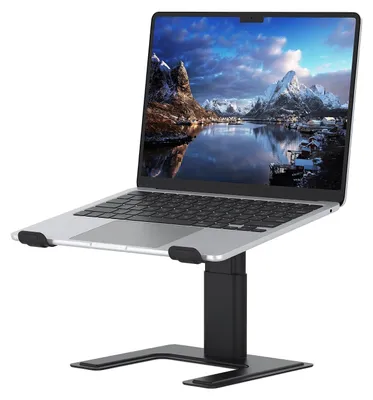 Zdjęcie produktu dla Podstawka pod laptopa - Regulowana - Aluminium - Czarna - Do laptopów 10 do 15,6 cali