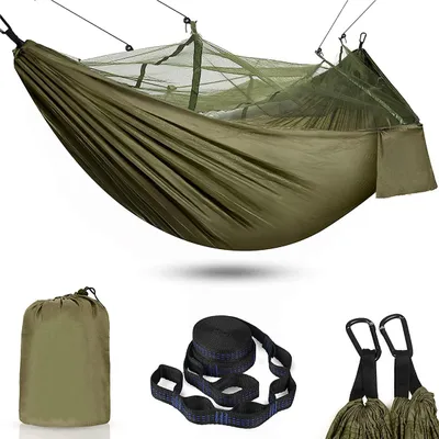 Produktbild von Hängematte Outdoor Hängematte mit Moskitonetz - 260 x 130 cm Ultraleichte Hängematte Reise-Gadgets für Camping Garten Survival Wandern