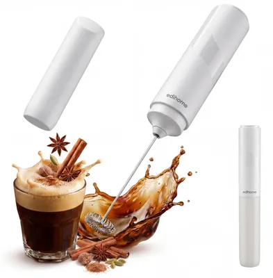 Milchaufschäumer elektrisch, Handgerät, weiß, für Cappuccino Latte