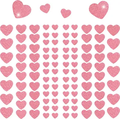 Produktbild von Oblique Unique 106 Herz Sticker Aufkleber Set mit Glitzer Scrapbooking Basteln - rosa