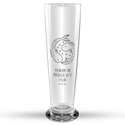 Produktbild von Mr. & Mrs. Panda Bierglas Sternzeichen Fische - Transparent - Geschenk, Geburtstag März, Sternbild, Bierbecher, Fisch, Februar, Trinkglas, Glasbierglas, Bier Glas