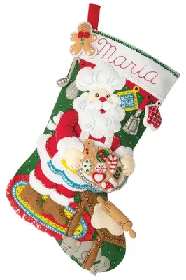 Productafbeelding van Vilt Applique 45,7 cm kous maken kit - Peperkoek kerstman - Perfect voor doe-het-zelf kunst en ambachten - 89312E