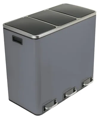 Zdjęcie produktu dla Kosz na śmieci metalowy 3x18L szary 54L
