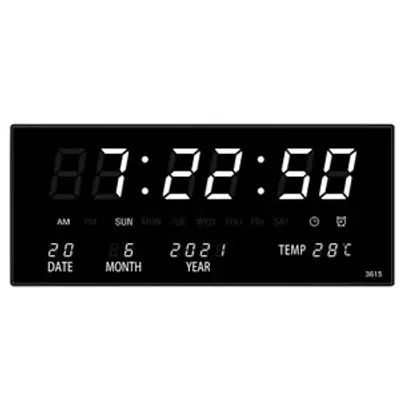 Obrázek produktu pro Kreativní digitální hodiny LED - multifunkční nástěnné hodiny do obývacího pokoje s kalendářem, bílé