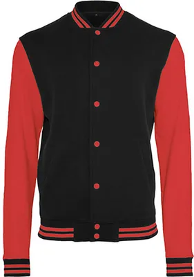 Immagine prodotto di Build Your Brand BY015 | Giacca college in felpa - Colore: Nero/Rosso - Taglia: 4XL