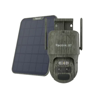 Productafbeelding van Reolink TrackMix LTE+ met zonnepaneel, 4K 8MP 4G LTE accu-aangedreven bewakingscamera met dubbele lens, automatische zoom en tracking, intelligente detectie, 6x hybride zoom