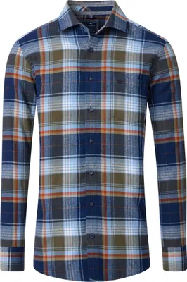 Produktbild von REDMOND Herren Flanellhemd Langarm Kent Comfort Blau Karo 5XL