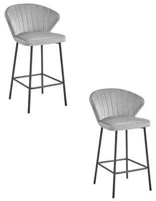Produktbild von 2er-Set Barhocker Gatta aus silber-grauem Samt
