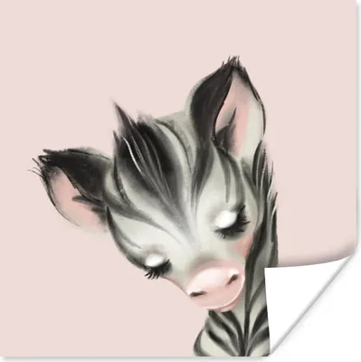 Produktbild von MuchoWow® Poster Zebra - Kinder - Rosa 75x75 cm - Wand Dekoration