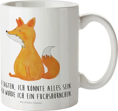 Produktbild von Mr. & Mrs. Panda Pott Einhorn Fuchs - Weiß - Geschenk, Unicorn, Unicorns, Füchse, Kunststoffbecher, Kinderbecher, Trinklernbecher, Plastikbecher, Mehrwegbecher, Einhörner